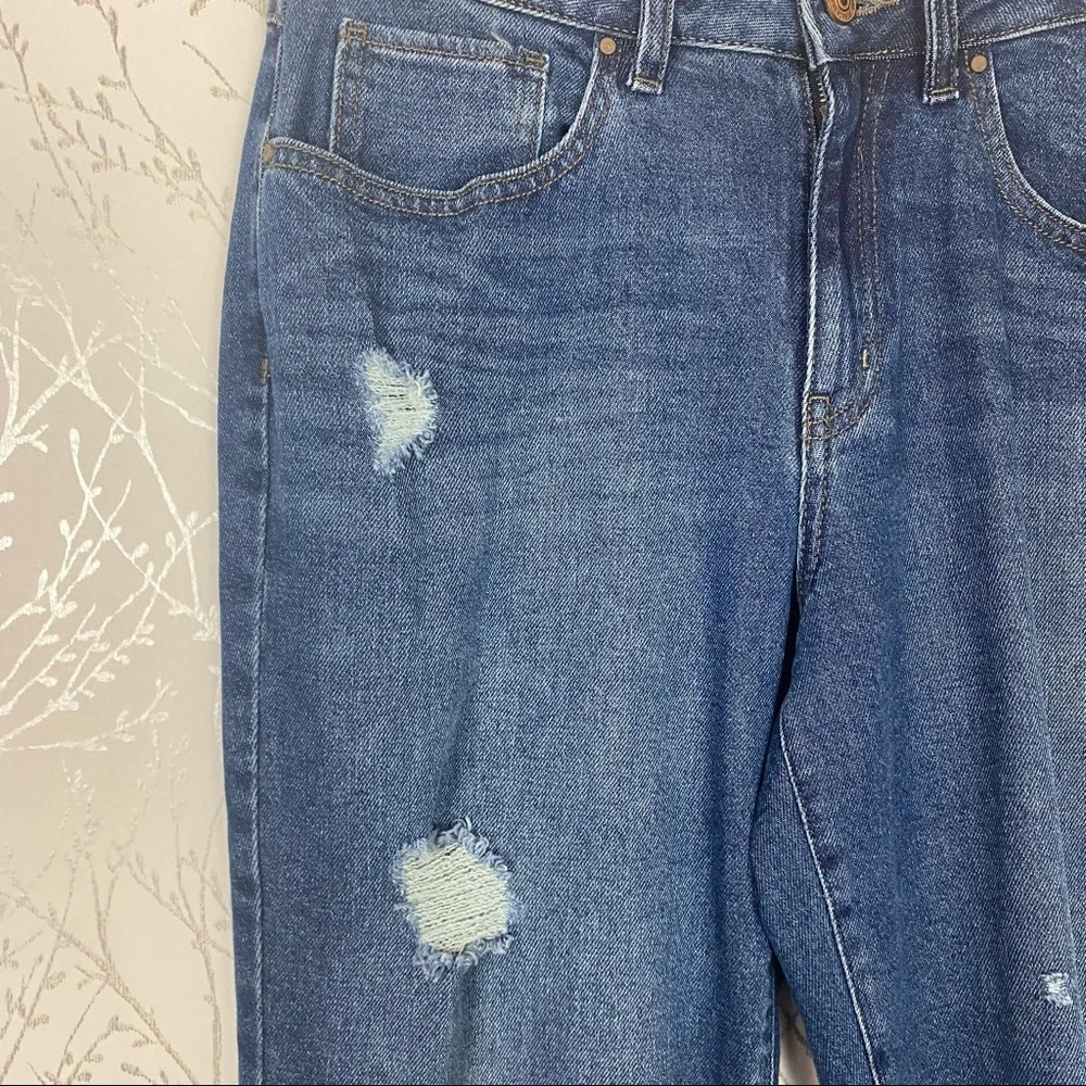 REWASH Super Hi-Rise Mom Jeans 29 Raw Step Hem Distressed - Picture 5 of 14